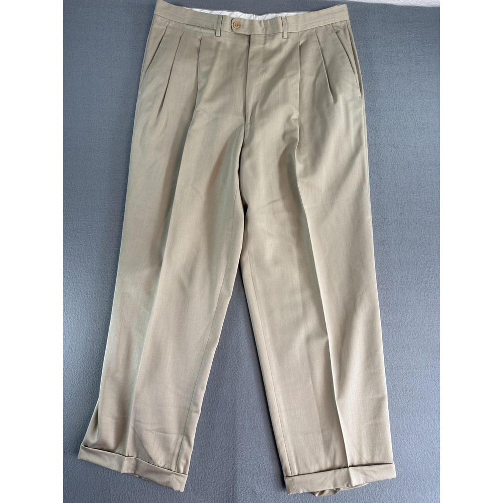 Ermenegildo Zegna Pants Mens 36x28 Beige Classic Fit Dress Wool Silk Italy